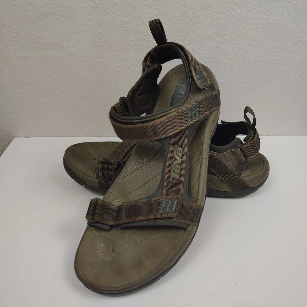 Teva Tanza Sport Sandals Mens 12 Brown Hiking Outdoor Adjustable